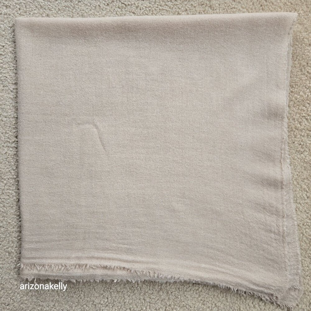 Lightweight Wool Scarf/Wrap Large Woven Neutral Tan - Picture 7 of 7